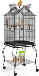 Produktbild von Yaheetech Vogelkäfig auf Rollständer mit Dachöffnung und Freisitz