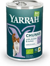 Produktbild von Yarrah Adult Bio Bröckchen Huhn und Truthahn - 12 x 405 g