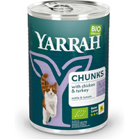 Produktbild von Yarrah Bio Chunks Katzenfutter Mix Bio-Huhn/Bio-Truthahn + Bio-Huhn/Bio-Rind - 24 x 405 g