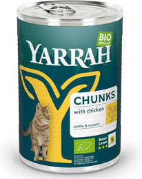 Produktbild von Yarrah Bio Chunks Katzenfutter Mix Bio-Huhn und Bio-Truthahn - 24 x 405 g