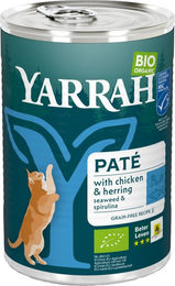 Yarrah Bio Paté Katzenfutter - Dosen - Huhn mit fish - 12 x 400 g – Bild 1 von 4