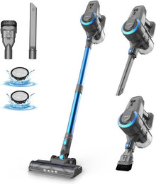 Produktbild von YISORA N300 Kabelloser Staubsauger, 20 kPa starke Saugkraft, 0,8 l Staubbehälter, 2200 mAh Akku, bis zu 40 Min. Laufzeit, 2 Reinigungsmodi N300 blau