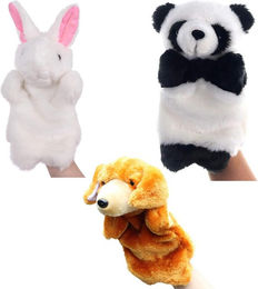 Produktbild von yowodana Hand Puppet Stuffed Toy Set of 3 Puppet Hand Dancing Animal Puppet Show Ventriloquism Finger Puppet Puppet with Moving Mouth Parent and Child