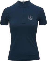 Produktbild von Yagya Reit-Poloshirt Half Zip für Damen in Blau Grösse XL