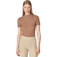 Produktbild von Yagya Reitshirt für Damen aus leichtem Sommerstoff in Braun und Beige Größe XXL