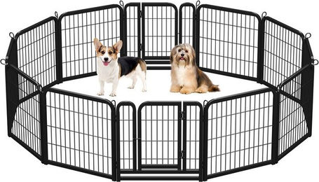Yaheetech Hundelaufstall aus Metall faltbarer Welpenauslauf für Hunde Katzen Kaninchen und Enten Schwarz – Bild 1 von 5