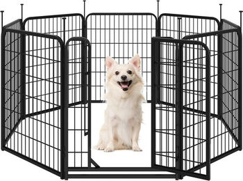 Yaheetech Hundelaufstall für Welpen aus Metall faltbar Schwarz 8-teilig – Bild 1 von 5