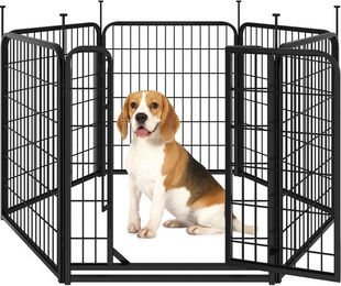 Yaheetech Hundelaufstall für Welpen aus Metall faltbar Schwarz 80/100 cm H – Bild 1 von 5