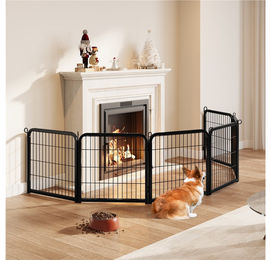 Yaheetech Hundelaufstall Welpenauslauf faltbar aus Metall mit Tür Schwarz – Bild 1 von 4