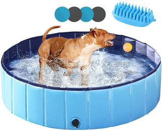 Yaheetech Hundepool blau aus Kunststoff faltbar und wasserdicht – Bild 1 von 5