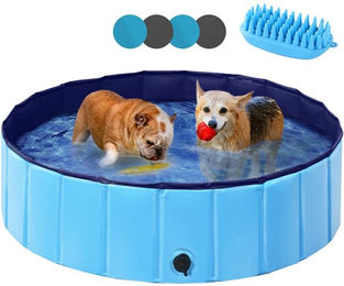 Yaheetech Hundepool faltbares Planschbecken für Hunde aus Kunststoff in Blau – Bild 1 von 5