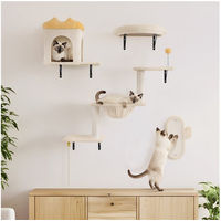Produktbild von Yaheetech Katzen-Kletterwand Katzenmöbel-Set 4-teilig mit Kratzsäule und Sisal in Beige oder Weiß