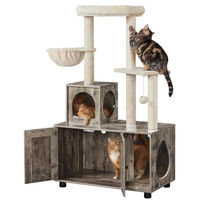 Produktbild von Yaheetech Katzenbaum mit integriertem Katzenklo Schrank All-in-One Kratzbaum 134,5 cm hoch