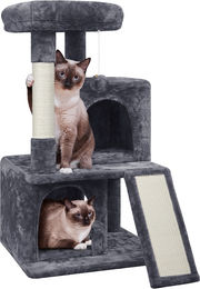Yaheetech Katzenkratzbaum mit 2 Häuschen und Sisal-Kratzstangen Dunkelgrau – Bild 1 von 1
