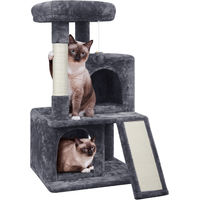 Produktbild von Yaheetech Katzenkratzbaum mit 2 Häuschen und Sisal-Kratzstangen Dunkelgrau