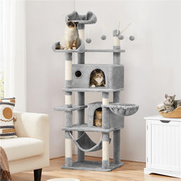 Yaheetech Katzenkratzbaum XL 170 cm mit Katzenhöhle, Hängematte und Aussichtsplattform in Hellgrau – Bild 1 von 1