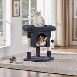 Yaheetech Kleiner Kratzbaum für Katzen mit Höhle und Sisalstämmen Schwarz 60 cm – Bild 1 von 3