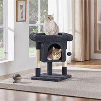 Produktbild von Yaheetech Kleiner Kratzbaum für Katzen mit Höhle und Sisalstämmen Schwarz 60 cm