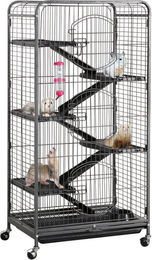 Yaheetech Kleintierkäfig aus Metall mit 3 Fronttüren für Hamster und Kaninchen Schwarz – Bild 1 von 5