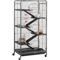 Produktbild von Yaheetech Kleintierkäfig aus Metall mit 3 Fronttüren für Hamster und Kaninchen Schwarz