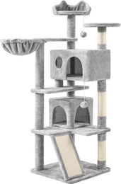 Yaheetech Kratzbaum aus Plüsch in Grau mit 3 Aussichtsplattformen für Katzen 146 cm hoch – Bild 1 von 5