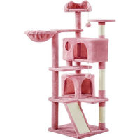 Produktbild von Yaheetech Kratzbaum aus Plüsch in Rosa mit 3 Aussichtsplattformen für Katzen 146 cm hoch