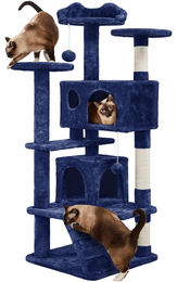 Yaheetech Kratzbaum für Katzen 139 cm mit 2 Höhlen in Marineblau – Bild 1 von 1