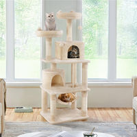Produktbild von Yaheetech Kratzbaum für Katzen 158 cm mit 5 Sisalstämmen und 2 Plattformen in Beige