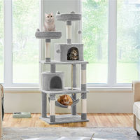 Produktbild von Yaheetech Kratzbaum für Katzen 158 cm mit 5 Sisalstämmen und 2 Plattformen in Hellgrau