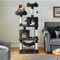 Produktbild von Yaheetech Kratzbaum für Katzen 158 cm mit 5 Sisalstämmen und 2 Plattformen in Schwarz