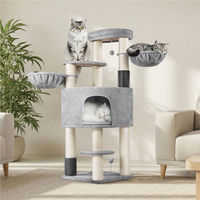 Produktbild von Yaheetech Kratzbaum für Katzen 160 cm mit Sisalstämmen, Katzenhöhle und Plattformen, Hellgrau und Beige