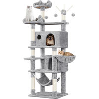 Produktbild von Yaheetech Kratzbaum für Katzen 170cm Hellgrau mit 3 Katzenangeln und Ball
