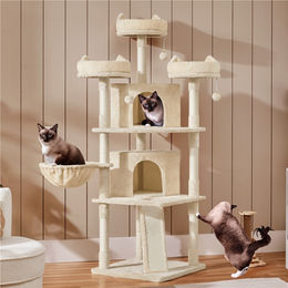 Yaheetech Kratzbaum für Katzen 175 cm mit Sisalstämmen und Höhlen in Beige – Bild 1 von 1