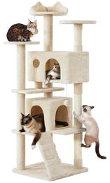 Yaheetech Kratzbaum für Katzen 178 cm mit 2 Höhlen in Beige – Bild 1 von 1