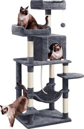 Yaheetech Kratzbaum für Katzen aus Holz mit Höhle und Liegeflächen 147 cm hoch Grau – Bild 1 von 1
