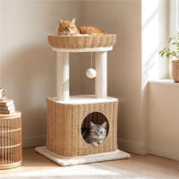 Produktbild von Yaheetech Kratzbaum für Katzen aus PE-Rattan mit Katzenhöhle und Plattform in Beige, 71,5 cm