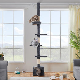 Yaheetech Kratzbaum für Katzen höhenverstellbar mit Sisalstämmen grau – Bild 1 von 2