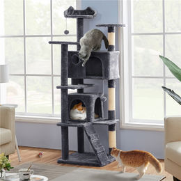 Yaheetech Kratzbaum für Katzen in Grau mit Sisal, 178 cm Höhe – Bild 1 von 4