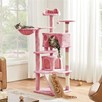 Produktbild von Yaheetech Kratzbaum für Katzen in Rosa mit 2 Katzenhöhlen und 3 Aussichtsplattformen 146 cm
