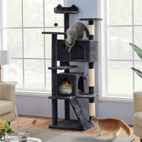 Produktbild von Yaheetech Kratzbaum für Katzen in Schwarz mit Plüsch, 178 cm hoch