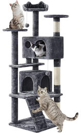 Yaheetech Kratzbaum für Katzen mit 2 Höhlen dunkelgrau 158 cm – Bild 1 von 1