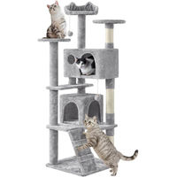 Produktbild von Yaheetech Kratzbaum für Katzen mit 2 Höhlen hellgrau 158 cm