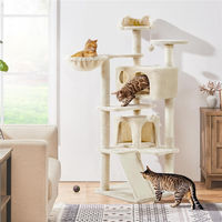 Produktbild von Yaheetech Kratzbaum für Katzen mit 2 Katzenhöhlen und 3 Aussichtsplattformen in Beige 146 cm