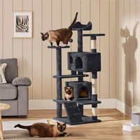 Produktbild von Yaheetech Kratzbaum für Katzen mit 3 Aussichtsplattformen und 2 Kuschelhöhlen Schwarz 139 cm