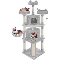Produktbild von Yaheetech Kratzbaum für Katzen mit 7 Kratzsäulen hellgrau 193 cm