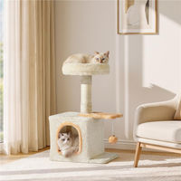 Produktbild von Yaheetech Kratzbaum für Katzen mit fischförmiger Plattform und Plüschball in Beige 72 cm