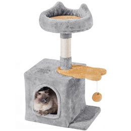 Yaheetech Kratzbaum für Katzen mit fischförmiger Plattform und Plüschball in Hellgrau 72 cm – Bild 1 von 1