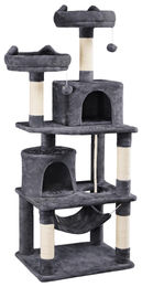 Yaheetech Kratzbaum für Katzen mit Hängematte und Spielseil dunkelgrau 158 cm – Bild 1 von 1