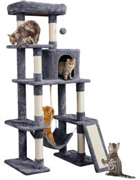 Yaheetech Kratzbaum für Katzen mit Hängematte und Spielseil dunkelgrau 159 cm – Bild 1 von 1