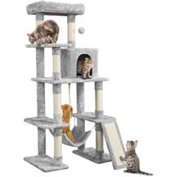 Produktbild von Yaheetech Kratzbaum für Katzen mit Hängematte und Spielseil hellgrau 159 cm